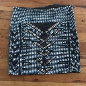Sparkly tribal pattern mini skirt